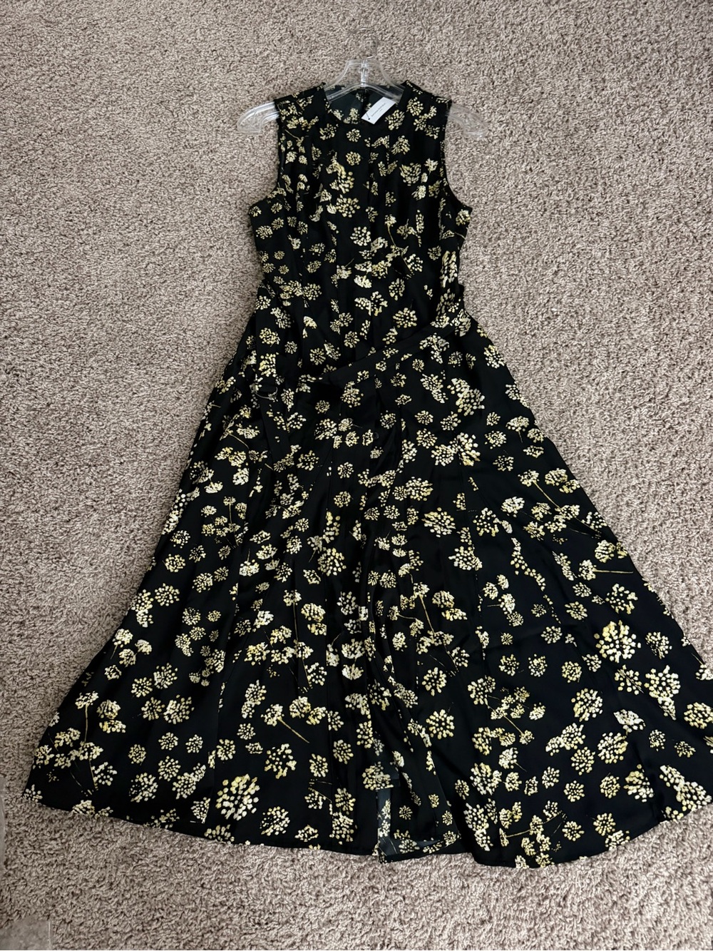 Banana Republic Black Maxi Dress with Gold Floral Print